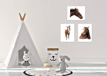 Load image into Gallery viewer, Beautiful Horses Nursery Wall Art Prints Set - Home Decor For Kids, Child, Children, Baby or Toddlers Room - Gift for Newborn Baby Shower | Set of 3 - Unframed- 8x10 Photos