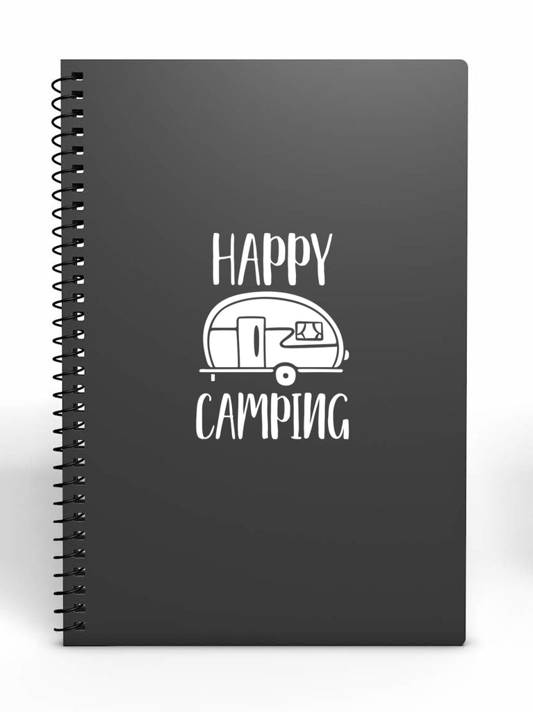 Happy Camping | 4" x 5.6" Vinyl Sticker | Peel and Stick Inspirational Motivational Quotes Stickers Gift | Decal for Outdoors/Nature Camping Lovers