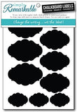 Reusable Chalk Labels - 20 Fancy Oval Shape Adhesive Chalkboard Stickers in 4 Sizes, Dishwasher Safe - Wipe Clean and Reuse, Organizing, Crafts, Personalized Hostess Gifts, Wedding Party Favors
