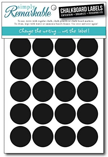 Chalk Labels - 40 Small Circle Shape 1.25" Labels are Dishwasher Safe - Wipe Clean and Reused, for Organizing, Decorating, Crafts, Personalized Hostess Gifts, Wedding Party Favors