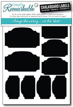 Load image into Gallery viewer, Reusable Chalk Labels - 33 Plaque Shape Adhesive Chalkboard Stickers in 3 Sizes, Light Material with Removable Adhesive and Smooth Writing Surface. Can be Wiped Clean and Reused