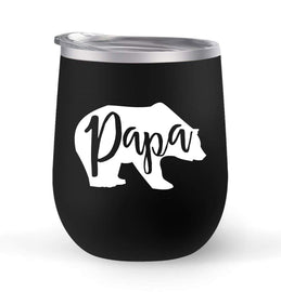 Papa Bear - Choose your cup color & create a personalized tumbler for Wine Water Coffee & more! Premier Maars Brand 12oz insulated cup keeps drinks cold or hot Perfect gift