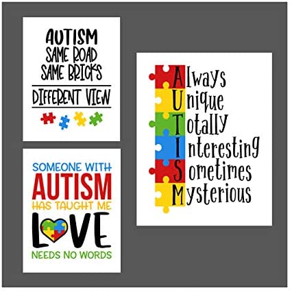 Set of 3 Autism Poster Prints Autism Awareness Home Decor Autistic Spectrum (8x10, Set of 3)