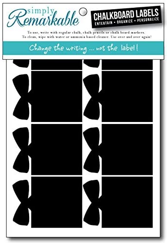Reusable Chalk Labels - 32 Present Shape Adhesive Chalkboard Stickers, Light Material with Removable Adhesive and Smooth Writing Surface, 3 Sizes From 1" to 2.5” - Can be Wiped Clean and Reused