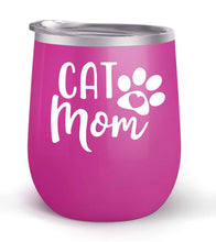 Load image into Gallery viewer, Cat Mom - Choose your cup color &amp; create a personalized tumbler good for wine water coffee &amp; more! Maars Brand 12oz insulated cup keeps drinks cold or hot Perfect gift
