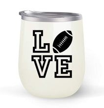 Load image into Gallery viewer, Love Football - Choose your cup color &amp; create a personalized tumbler for Wine Water Coffee &amp; more! Premier Maars Brand 12oz insulated cup keeps drinks cold or hot Perfect gift