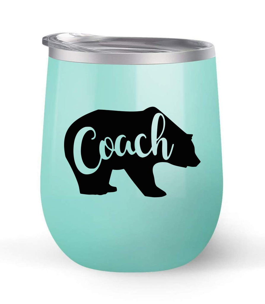 Bear Coach - Choose your cup color & create a personalized tumbler for Wine Water Coffee & more! Premier Maars Brand 12oz insulated cup keeps drinks cold or hot Perfect gift