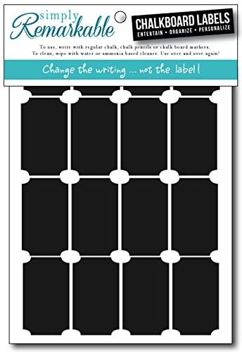 Reusable Chalk Labels - 48 Ticket Shape 2" x 1.25" Adhesive Chalkboard Stickers, Light Material with Removable Adhesive and Smooth Writing Surface. Can be Wiped Clean and Reused