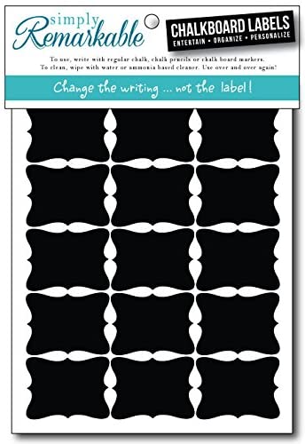 Reusable Chalk Labels - 36 Elegant Rectangle Shape.Adhesive Chalkboard Stickers, Durable Classic Material is Dishwasher Safe with Semi-Permanent Adhesive and Lightly Textured Writing Surface. Can be Wiped Clean and Reused