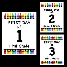Load image into Gallery viewer, First Day of School Print, 8&quot;x10&quot; Set of 3: 1st Grade, 2nd Grade, 3rd Grade - Reusable Crayon Color Photo Prop for Kids Back to School Sign for Photos, Frame Not Included (8&quot; x 10&quot; Color, Set 2)