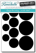 Load image into Gallery viewer, Reusable Chalk Labels - 30 Circle Shape Adhesive Chalkboard Stickers in 3 Sizes, Light Material with Removable Adhesive and Smooth Writing Surface. Can be Wiped Clean and Reused