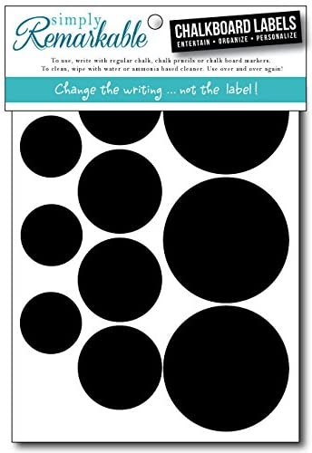 Reusable Chalk Labels - 20 Circle Shape Chalk Stickers Wipe Clean and Reuse Organizing, Decorating, Crafts, Personalized Hostess Gifts, Wedding and Party Favors