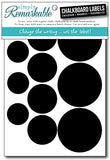 Reusable Chalk Labels - 30 Circle Shape Adhesive Chalkboard Stickers in 3 Sizes, Light Material with Removable Adhesive and Smooth Writing Surface. Can be Wiped Clean and Reused