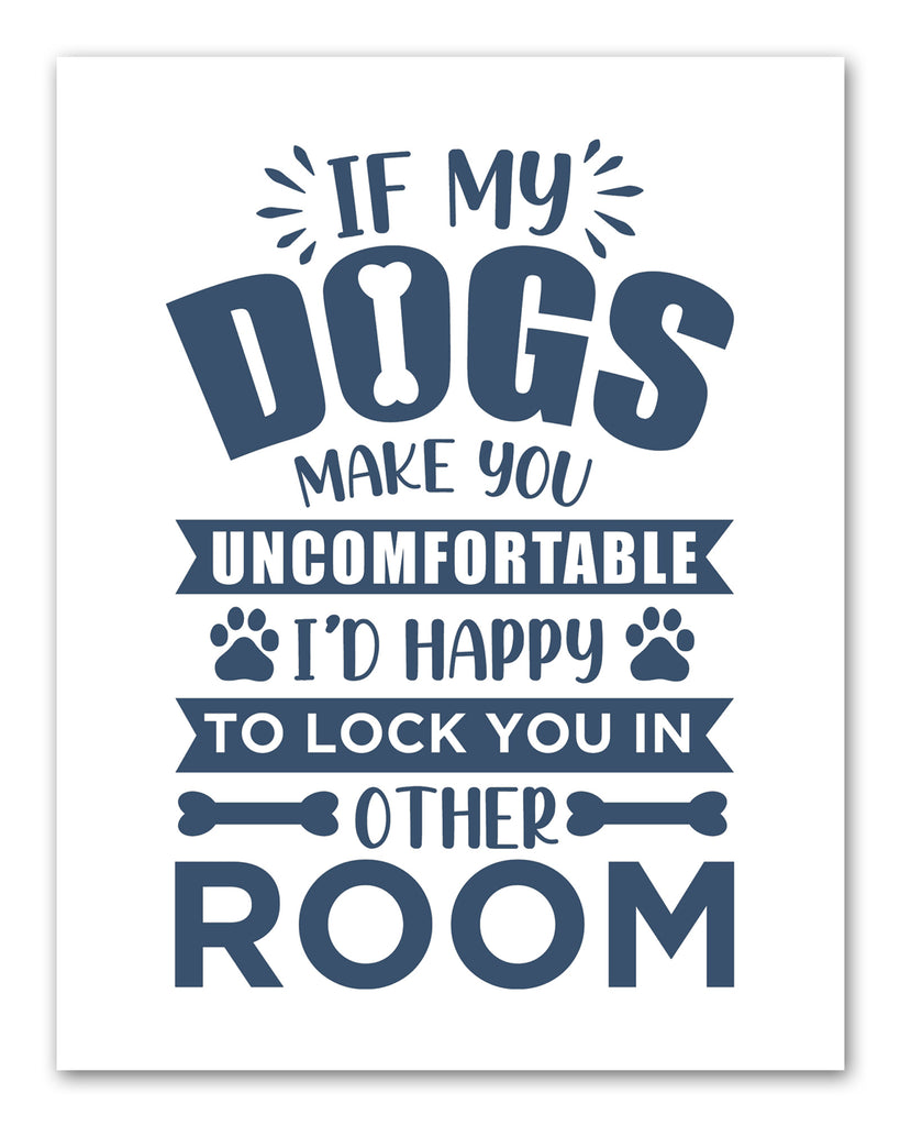 Blue Funny Dog Quotes Wall Art Prints Set - Ideal Gift For Family Room Kitchen Play Room Wall Décor Birthday Wedding Anniversary | Set of 4 - Unframed- 8x10 Photos