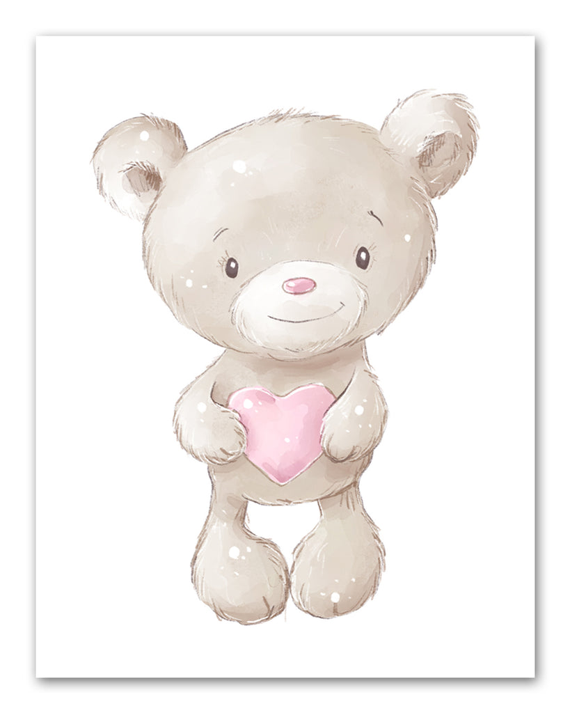  Stuffed Teddy Bear No. 3 Nursery Kids Art Print of Watercolor  Painting : Handmade Products
