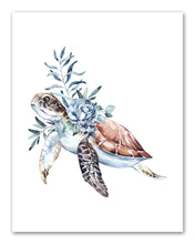 Load image into Gallery viewer, Fish Tortoise Octopus &amp; Seal Nursery Ocean Animal Wall Art Prints Set - Home Decor For Kids, Child, Children, Baby or Toddlers Room - Gift for Newborn Baby Shower | Set of 4 - Unframed- 8x10 Photos