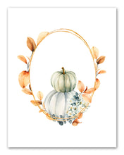 Load image into Gallery viewer, Pumpkins &amp; lantern Autumn Wreath Arch Wall Art Prints Set - Ideal Gift For Family Room Kitchen Play Room Wall Décor Birthday Wedding Anniversary | Set of 4 - Unframed- 8x10 Photos