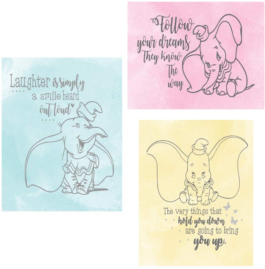 Dumbo Poster Print Photo Quality - Made in USA - Disney Family House Rules - Frame not Included (8" x 10", Pastel 3 Pack)