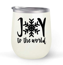 Joy To The World - Choose your cup color & create a personalized tumbler for Wine Water Coffee & more! Premier Maars Brand 12oz insulated cup keeps drinks cold or hot Perfect gift