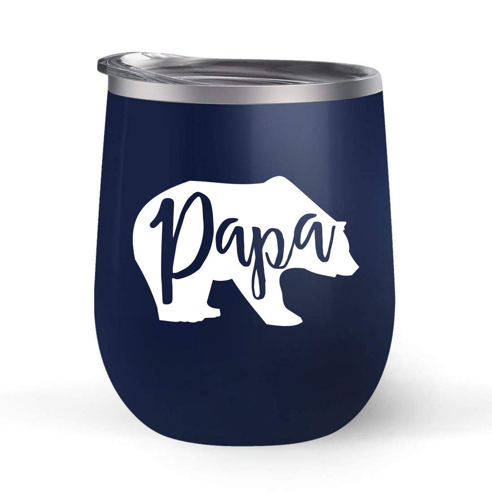 Papa Bear - Choose your cup color & create a personalized tumbler for Wine Water Coffee & more! Premier Maars Brand 12oz insulated cup keeps drinks cold or hot Perfect gift
