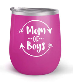 Mom of Boys - Choose your cup color & create a personalized tumbler for Wine Water Coffee & more! Premier Maars Brand 12oz insulated cup keeps drinks cold or hot Perfect gift