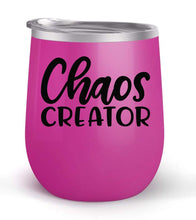Load image into Gallery viewer, Chaos Creator - Choose your cup color &amp; create a personalized tumbler for Wine Water Coffee &amp; more! Premier Maars Brand 12oz insulated cup keeps drinks cold or hot Perfect gift