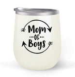 Mom of Boys - Choose your cup color & create a personalized tumbler for Wine Water Coffee & more! Premier Maars Brand 12oz insulated cup keeps drinks cold or hot Perfect gift