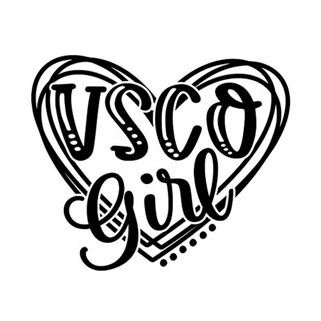 VSCO Girl Heart Decal Large Black Wall Sticker for Girls who Like scrunchies, Water Bottles, Turtles, Metal Straws, Tea and sksksk 18" x 15"