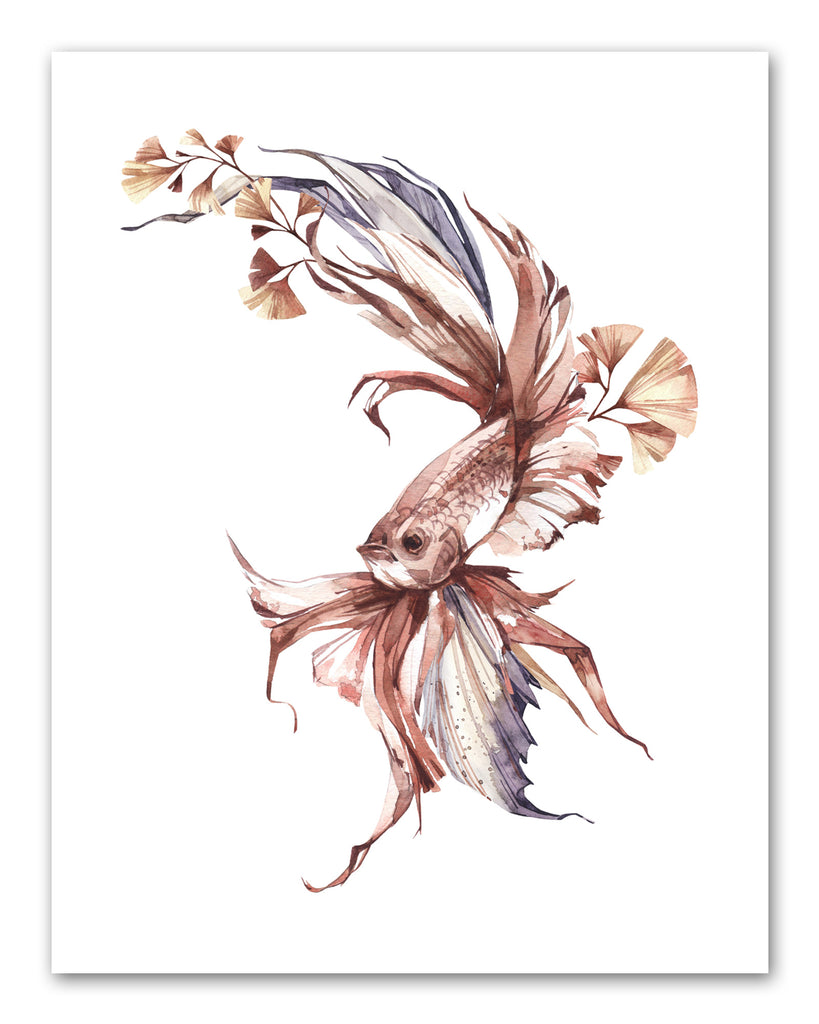 Watercolor Fish and Flora Wall Art Prints Set - Home Decor For Kids, Child, Children, Baby or Toddlers Room - Gift for Newborn Baby Shower | Set of 3 - Unframed- 8x10 Photos