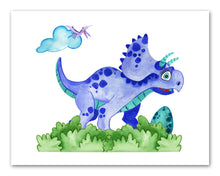 Load image into Gallery viewer, Kids Dino Dinosaur Wall Art Prints Set - Home Decor For Kids, Child, Children, Baby or Toddlers Room - Gift for Newborn Baby Shower | Set of 4 - Unframed- 8x10 Photos
