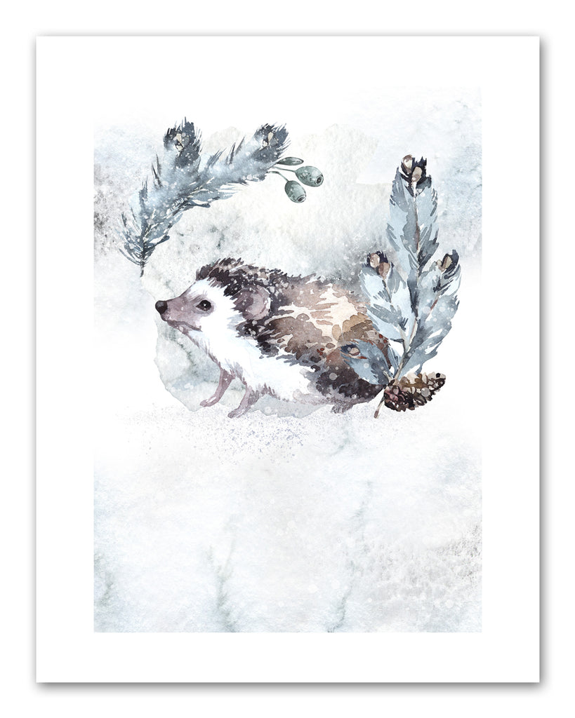 Reindeer Fox Hedgehog in Snow Nursery Wall Art Prints Set - Home Decor For Kids, Child, Children, Baby or Toddlers Room - Gift for Newborn Baby Shower | Set of 3 - Unframed- 8x10 Photos