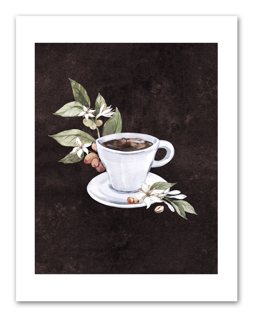 Coffee & Seed Foliage Kitchen Wall Art Prints Set - Ideal Gift For Family Room Kitchen Play Room Wall Décor Birthday Wedding Anniversary | Set of 4 - Unframed- 8x10 Photos