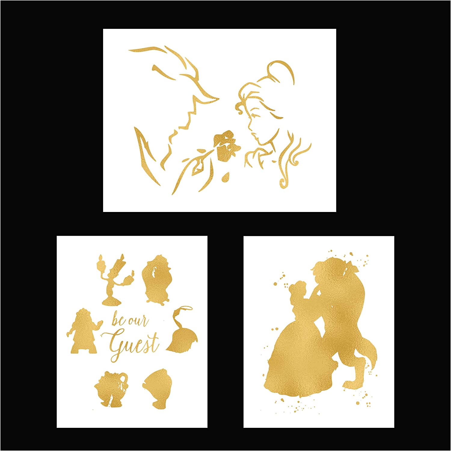 Set of 3 Gold Print Inspired by Beauty and The Beast - Made in USA - D – Simply Remarkable set-of-3-gold-print-inspired-by-beauty-and-the-beast-made-in-usa-d-simply-remarkable