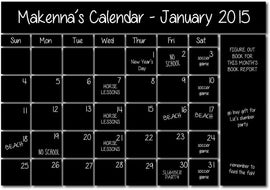 Chalkboard Sticker Calendar Wall Decal with Notes Area and Liquid Chalk Pen Chalkboard Marker (34