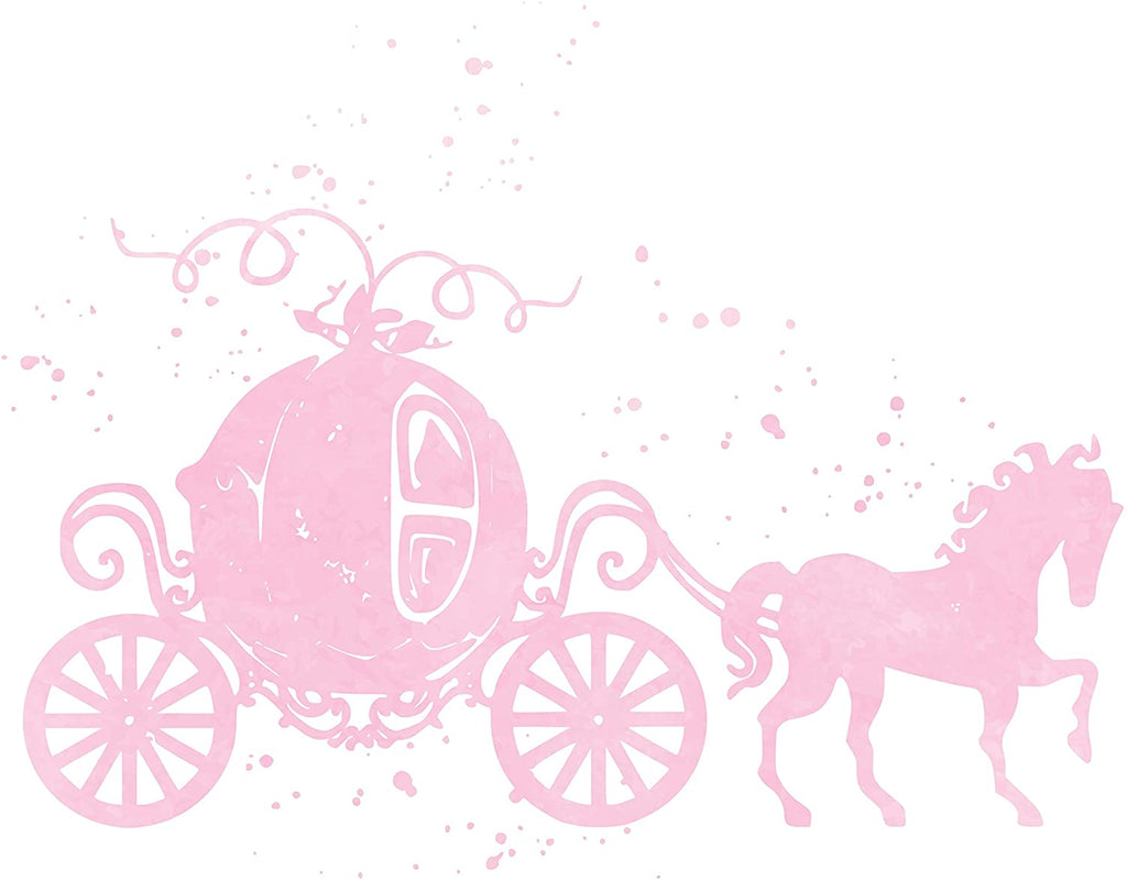 Cinderella's Carriage and Disney Inspired - Pink Watercolor Poster Print Photo Quality - Made in USA - Frame not Included (8x10, Carriage - Pink)