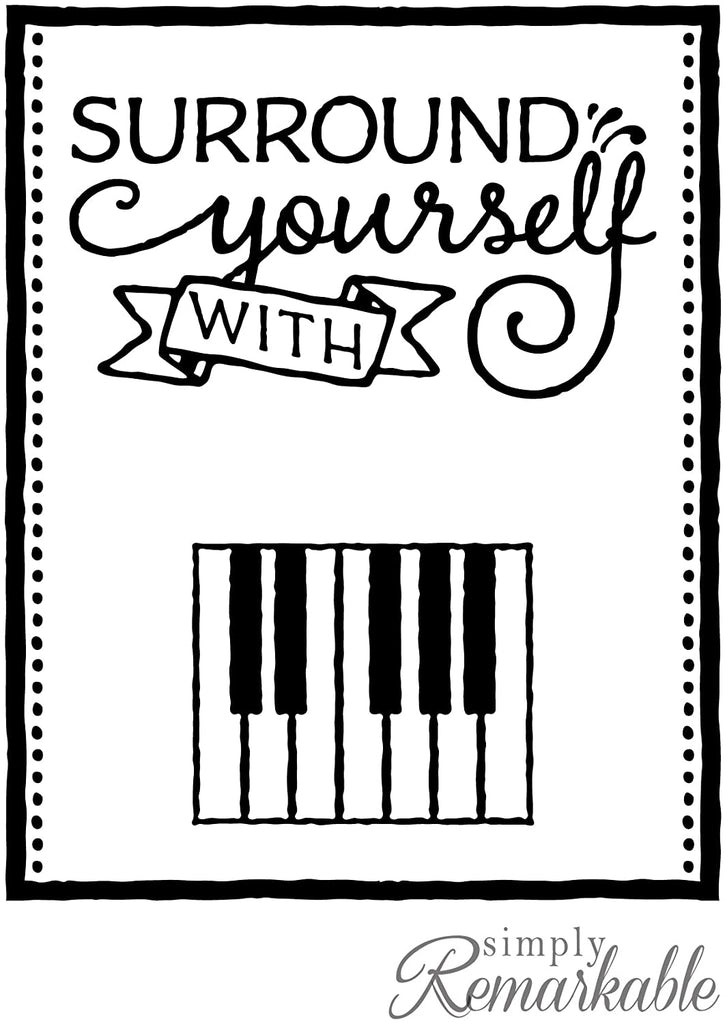 Vinyl Decal Sticker for Computer Wall Car Mac MacBook and More - Surround Yourself with Harmony - Decal for Music, Musician, Piano, Guitar