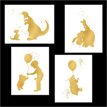 Load image into Gallery viewer, Set of FourGold Prints - Inspired by Winnie the Pooh, Piglet, Tigger and Friendship - Gold Poster Print Photo Quality - Made in USA - Disney Inspired - Home Art Print -Frame not included (8x10, Set 1)