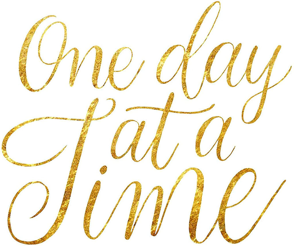One Day at A Time Poster Print Photo Quality - Inspirational Wall Art for Alcoholics Anonymous, AA, Narcotics Anonymous, NA - Frame Not Included (11x14, Gold)