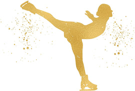 Figure Skating - Poster Print Photo Quality - Made in USA - Ice Skating, Olympics, Ice Dancing, Ice Skater, Figure Skater, Frame not Included (8x10, Ice Skater 1 - Gold)