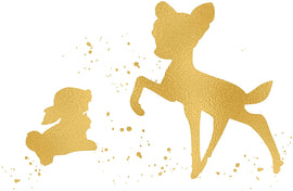 Inspired by Bambi - Set of 3 Beautiful Watercolor Poster Prints are Photo Quality and Made in USA - Disney Bambi and Thumper Nursery Decor - Frame not Included (8x10, Gold)