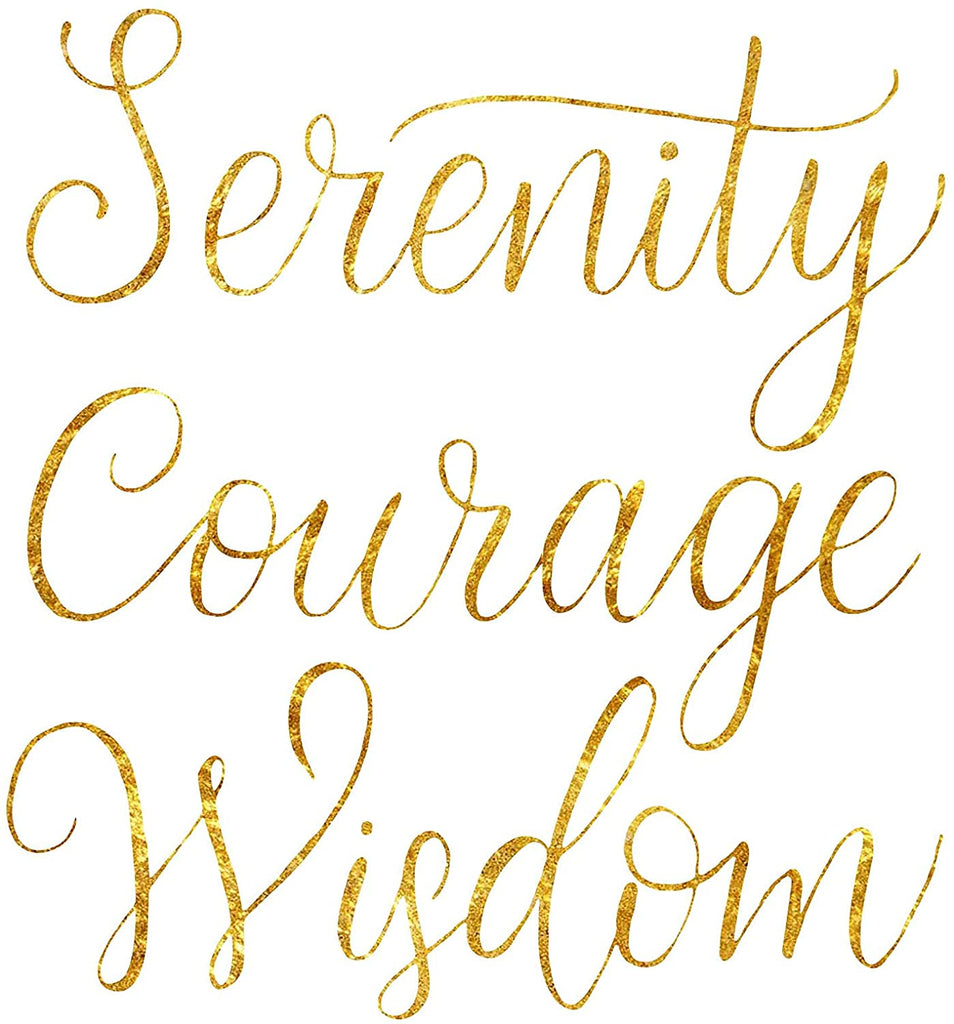 Serenity Courage Wisdom Poster Print Photo Quality - Inspirational Wall Art for Alcoholics Anonymous, AA, Narcotics Anonymous, NA - Made in USA (11x14, Gold)