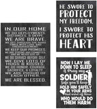 Military Family Set of 3 Wall Poster Prints - in Our Home - House Rules - Army, Navy, Marines, Air Force - Patriotic - 4th of July - Frame NOT Included (8