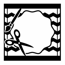 Vinyl Decal Sticker for Computer Wall Car Mac MacBook and More -Scissors, Paint Brush, Chevron Decal Frame