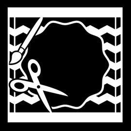 Vinyl Decal Sticker for Computer Wall Car Mac MacBook and More -Scissors, Paint Brush, Chevron Decal Frame