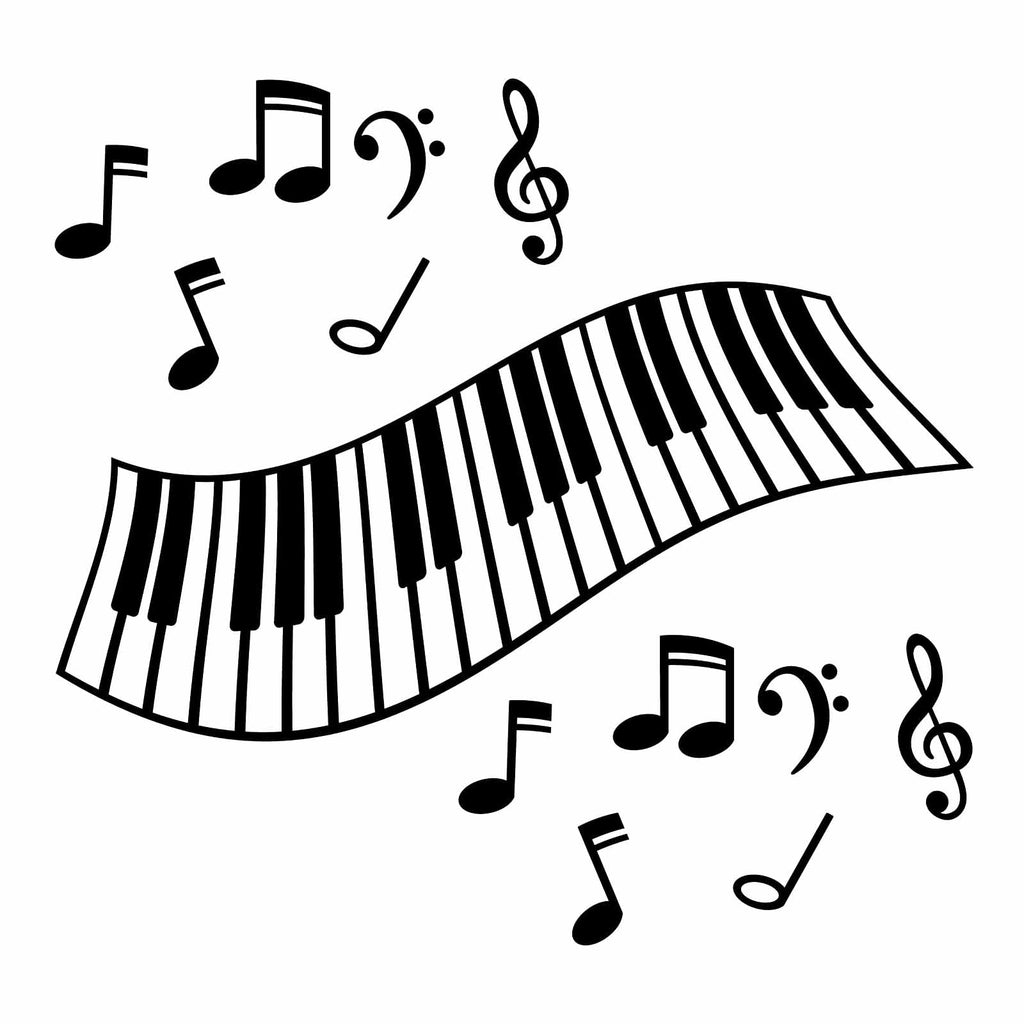 Vinyl Decal Sticker for Computer Wall Car Mac MacBook and More - Piano Keyboard and Notes