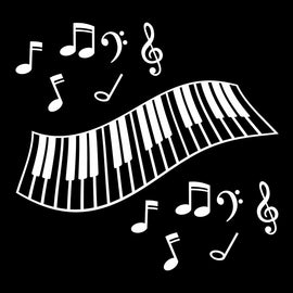 Vinyl Decal Sticker for Computer Wall Car Mac MacBook and More - Piano Keyboard and Notes