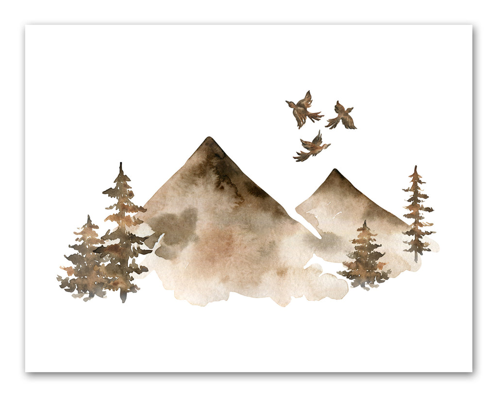 Landscape Forest Mountain Peak Wall Art Prints Set - Ideal Gift For Family Room Kitchen Play Room Wall Décor Birthday Wedding Anniversary | Set of 4 - Unframed- 8x10 Photos
