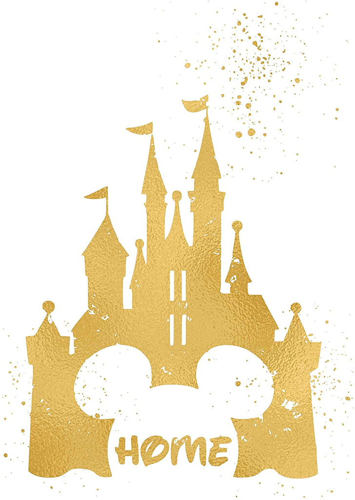 Inspired by Disney Castle and Home - Poster Print Photo Quality - Made in USA - Home Art Print -Frame not Included (8x10, Gold)