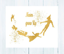 Load image into Gallery viewer, Gold Print Inspired by Tinkerbell and Peter Pan - Gold Poster Print Photo Quality - Made in USA - Home Art Print -Frame not Included (11x14, Tinkerbell Stars)