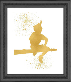 Gold Print Inspired by Peter Pan - Gold Poster Print Photo Quality - Made in USA - Home Art Print -Frame not Included (8x10, Peter Sits)